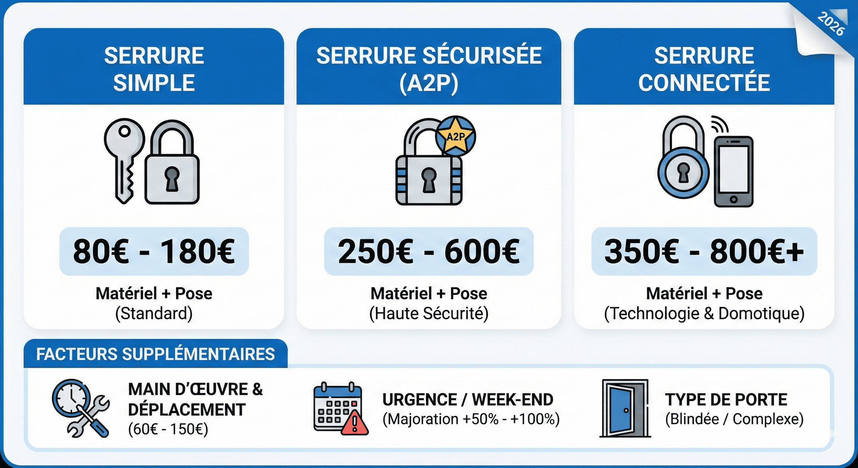 Article de blog : Quel est le coût d'un remplacement de serrure en 2026 ?